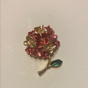 ❤️‍🔥4 for $20 Floral Brooch with Red and Gold Accents